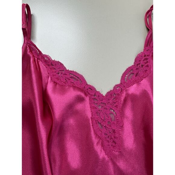 VTG Victorias Secret Y2K Satin Babydoll Slip Dress S Pink lace trim Coquette - Picture 6 of 13